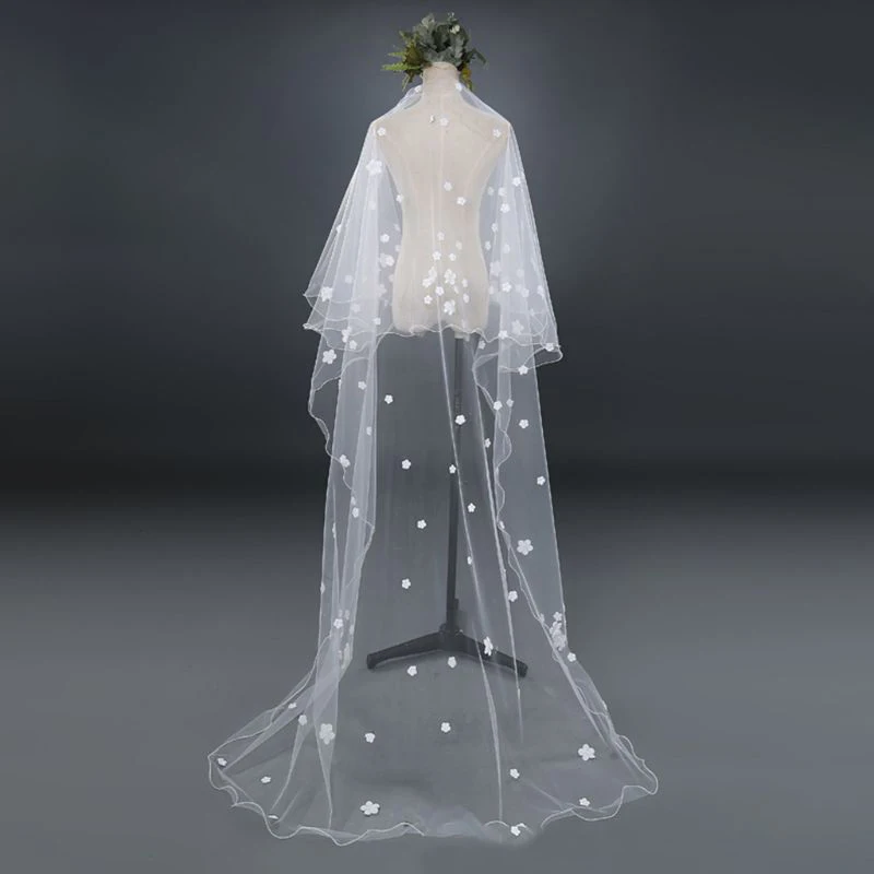 Тюлевое свадебное платье вуаль белые цветы Супер длинная для невесты свадебные