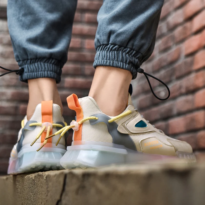 

Young Casual Shoes for Boy Fashion Walking Shoes Men Transparent Jelly Sole Mens Designer Sneakers Luxury Brand Men Footwear