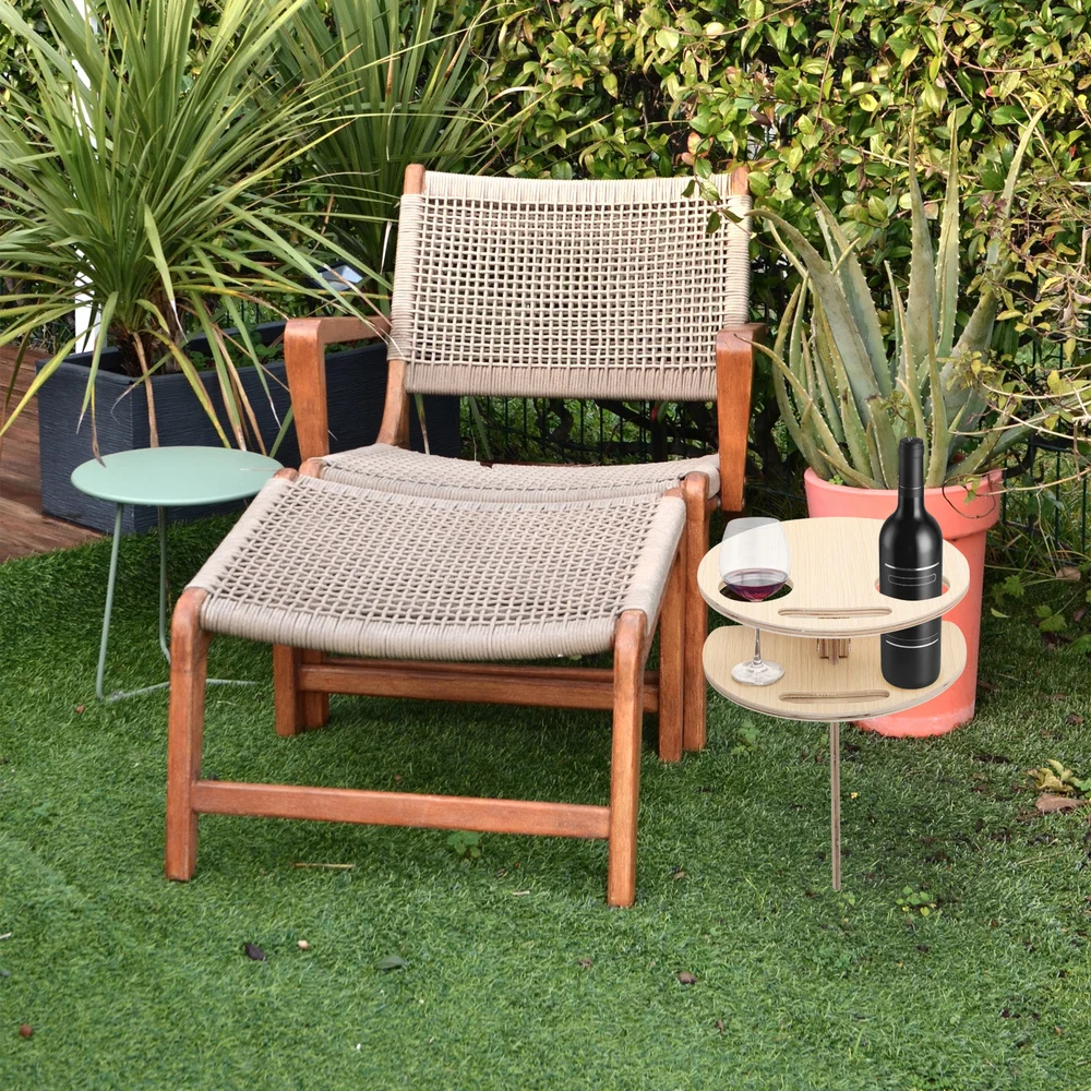 

Outdoor Portable Foldable Table Round Desk Mini Wooden Easy To Carry Rack