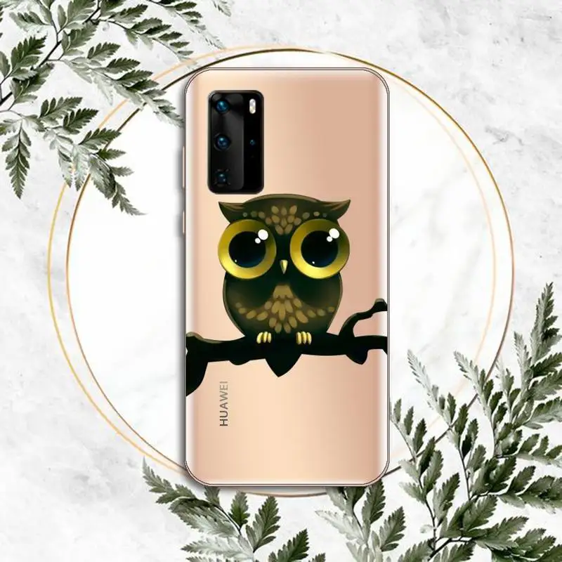

Animal Cute Cartoon Owl Phone Case Clear Transparent for huawei honor P 40 30 20 lite Pro 10 i 8 9 x p smart 2019