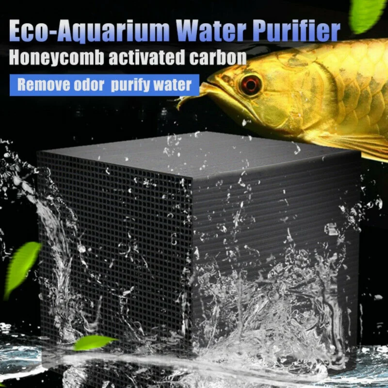 10X10cm Eco-Aquarium Water Purifier Cube Activated Carbon Nano Fish Tank Purification Filter Block Aquarium Accessories | Дом и сад