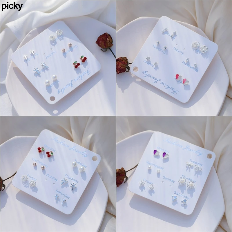 6 пар корейских детских сережек гвоздиков набор для женщин/девочек серьги