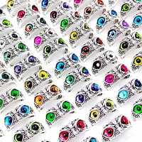 20 Pcs/Lot Vintage Cute Owl Animal Open Rings for Man and Women Mix Punk Multicolor Eyes Adjustable Jewelry Party Gift Wholesale