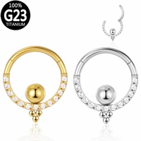 g23 titanium ear cartilage helix circle earrings balls zircon stone hinged segment nose septum ring hoop body piercing jewelry