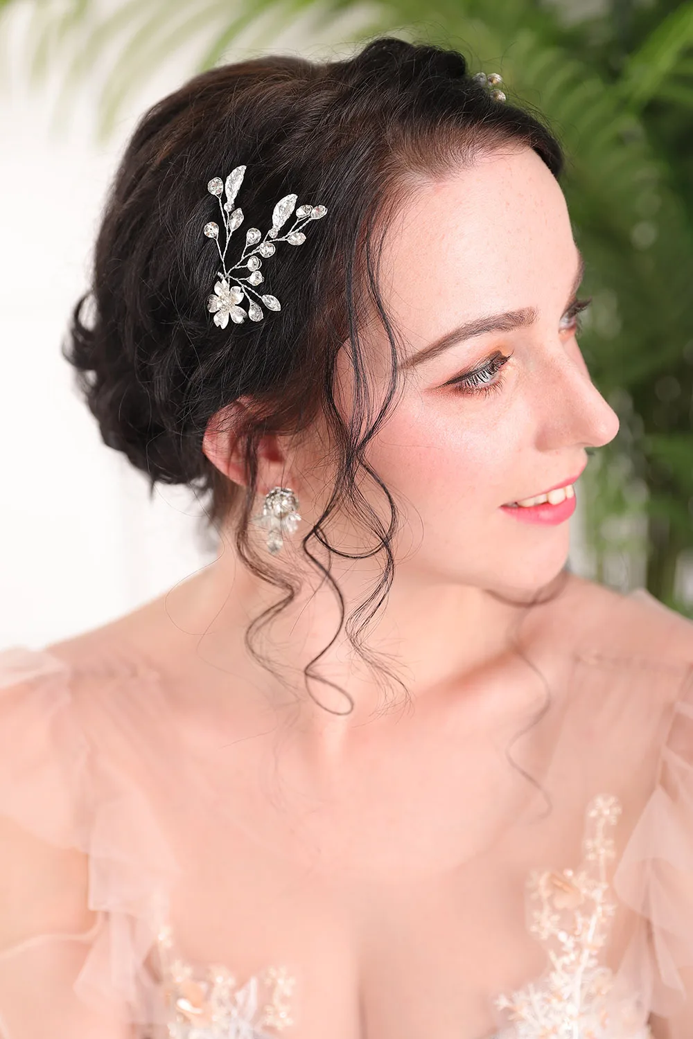 Элегантные серебряные стразы с листьями вечерние женские свадебные заколки для