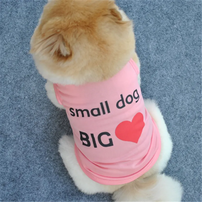 

Small Dog BIG Love Pattern Funny Dog Clothes for French Bulldog Designer Teddy Bear Dog Clothes Summer Puppy Clothes Pet Vests