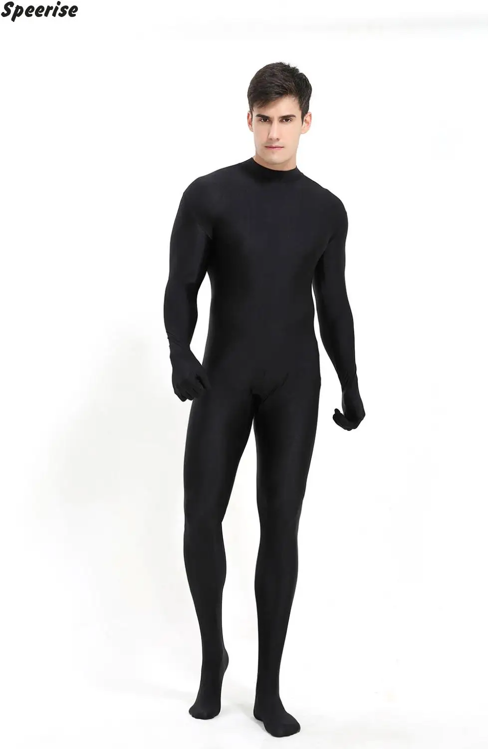 Aoylisey Adult Black Spandex Full Body Zentai Footed Jumpsuit Unisex  Bodysuit Women Handed Unitard Skin Tight Halloween Costume