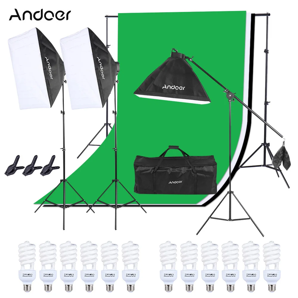 Andoer фотостудия светильник ing Kit 3 шт. 50*70 см софтбокс 12pcs45W лампа 4в1 розетка