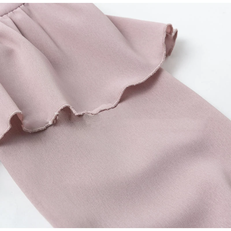 

Women Tops 2020 Autumn Women's New Leisure Vacation Tops Ruffled Bow Solid Color Blouses Womens Tops and Blouses