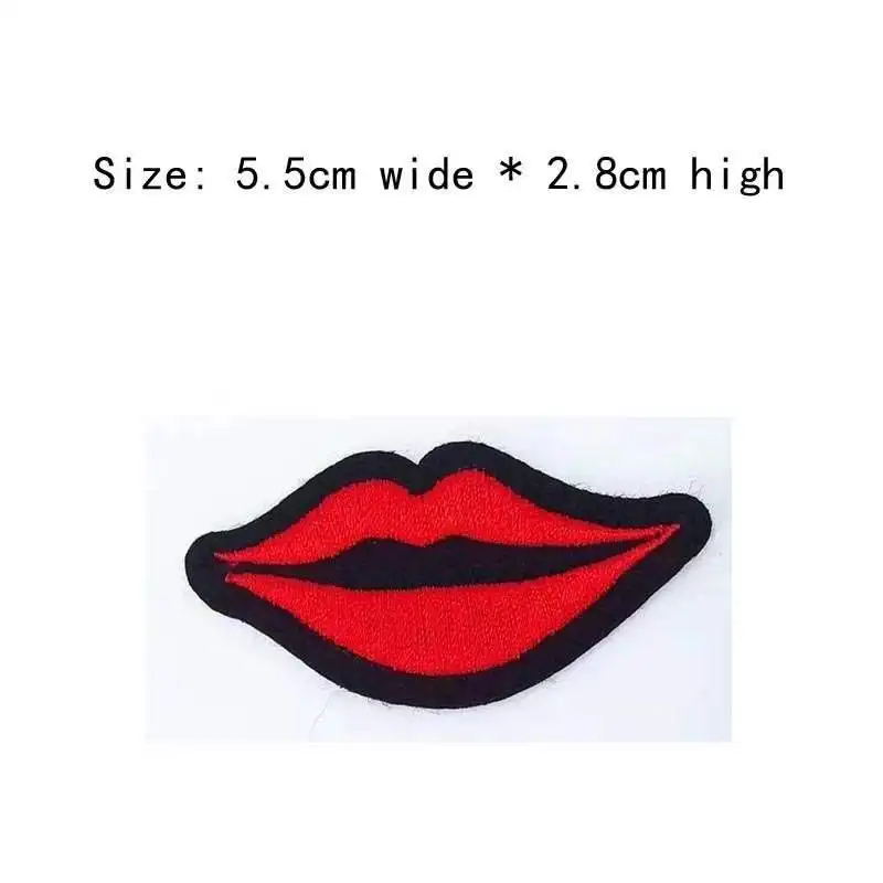 Бесплатная доставка красные губы 5 см широкая вышивка патч утюжок на шитье