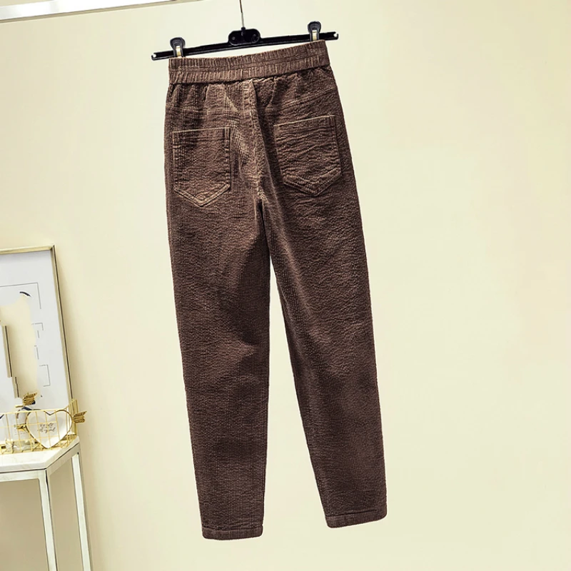 Женские вельветовые шаровары с высокой эластичной талией повседневные