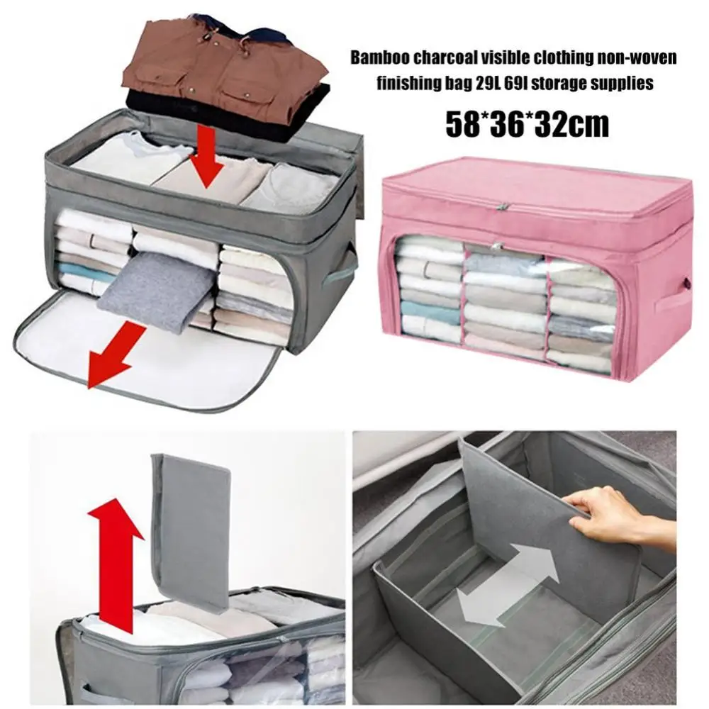 

26/69L Foldable Storage Bag Clothes Blankets Quilt Organizer Zippered Pouch