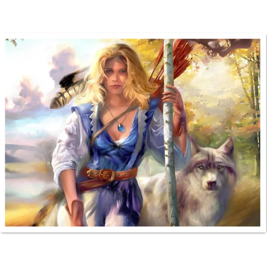 

Woman wolf Paint By Number Drawing On Canvas HandPainted Painting Art Gift DIY Pictures By Number Flower Kits Home Decor