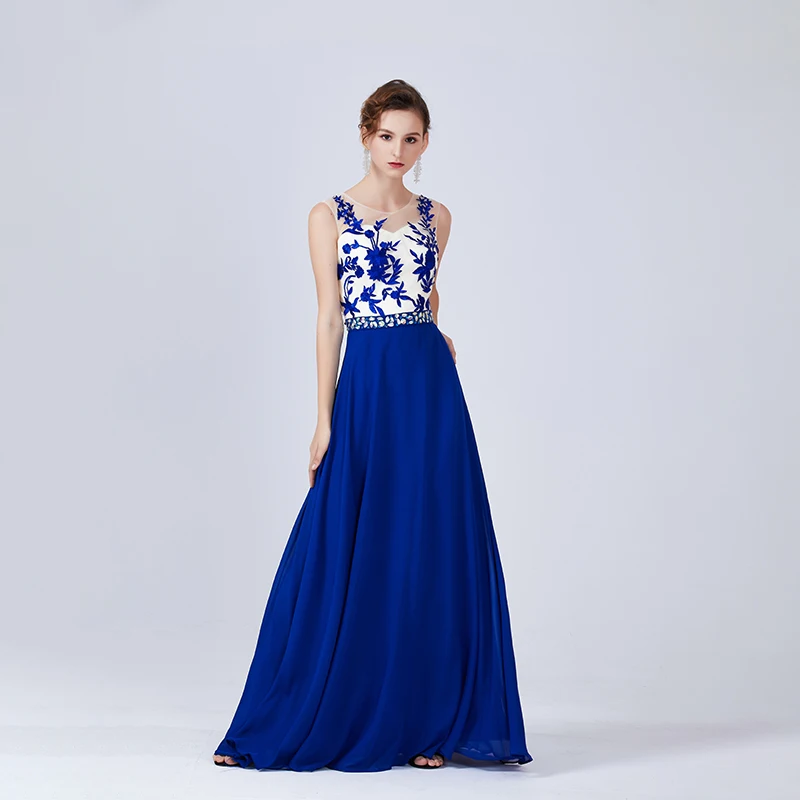 

Luxury A-line Evening Dresses O Neck Lace Sleeveless+ Chiffon Charming Gowns Back Lace up Design Prom Party Occasion Tailor-Made