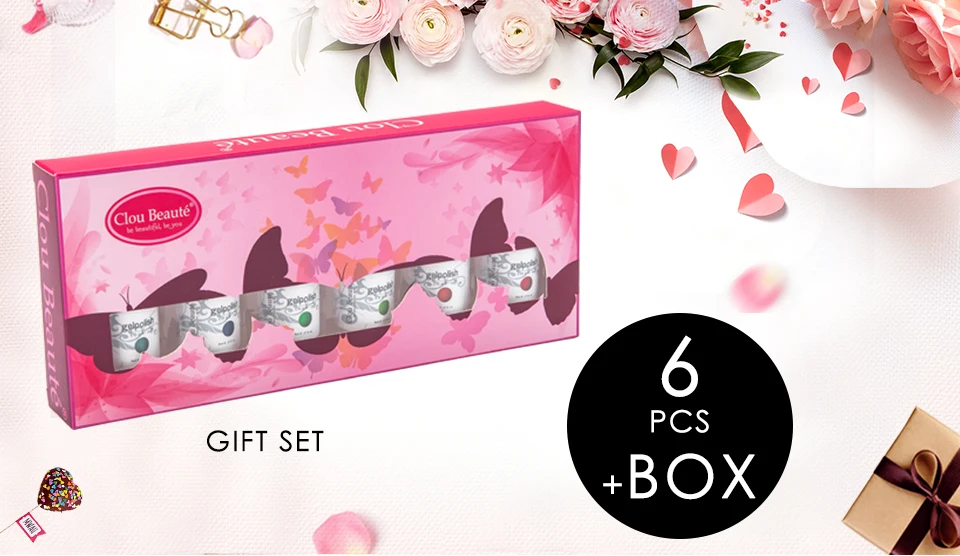 Clou Beaute 6 шт./компл. гель для ногтей профессиональная эмаль стойкий растворимый лак гель лак-основа верхнее покрытие Набор для украшения ногтей