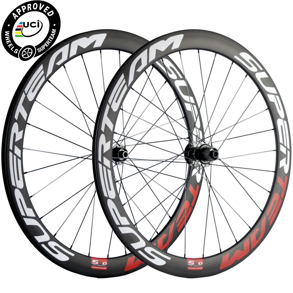 

Superteam Road Disc Brake Wheelset 50mm Carbon Fiber wheels QR/AXLE THRU Cyclocross brake wheels 6bolts/Centerlock
