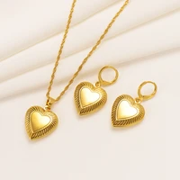 bangrui gold color lovely heart pendant necklace earrings for women classic fashion jewelry sets african jewelry gifts