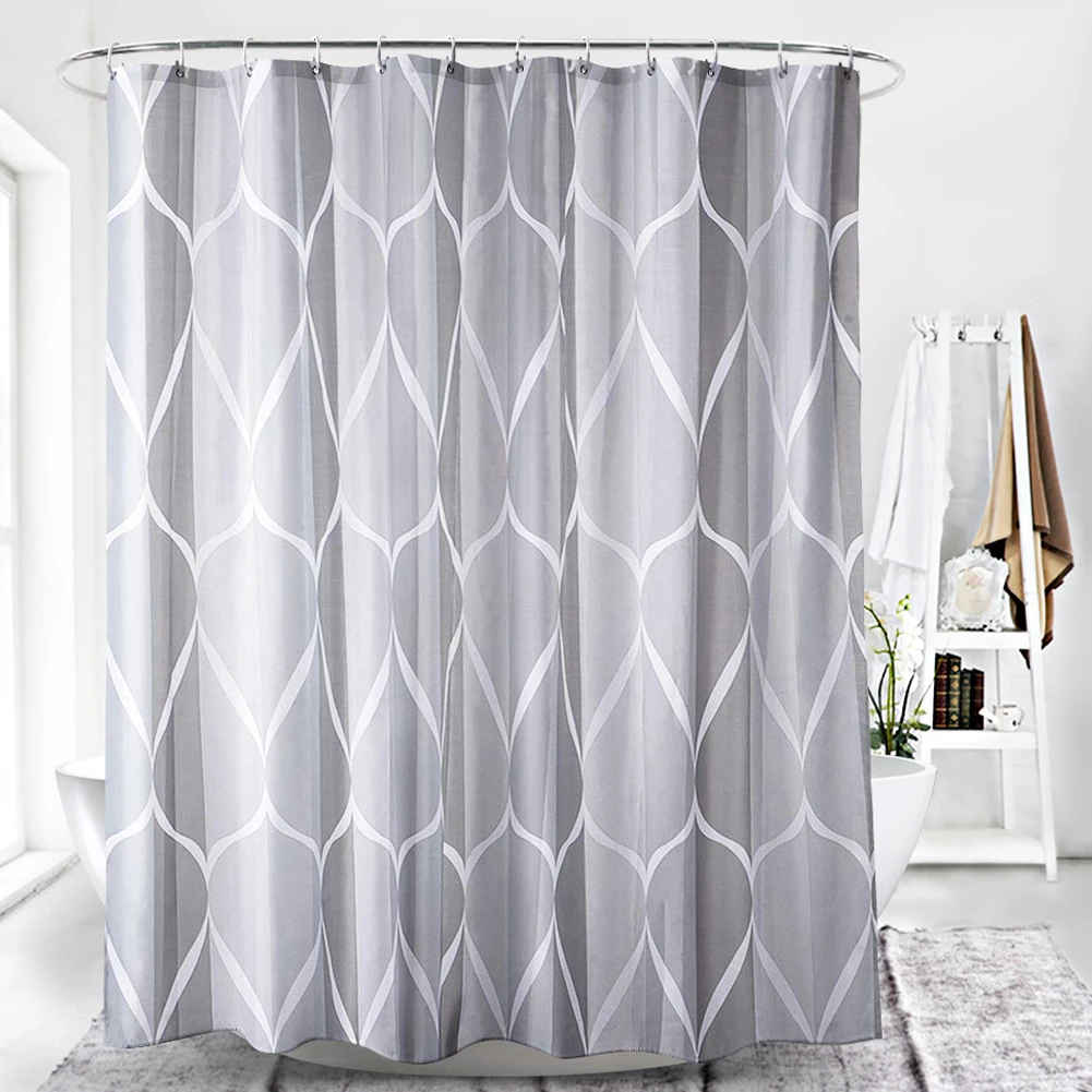 Серый цвет искусственная Полиэстеровая душевая занавеска 180*180 см с 12 крючками