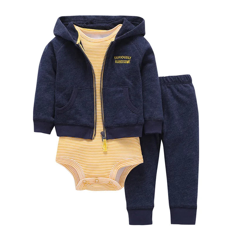 

Cute baby Clothing Sets Cotton Autumn Boy Clothes Suit Newborn Girl Suit 3pcsLong Sleeve Infant Bodysuits+Pants+Hooded Coat