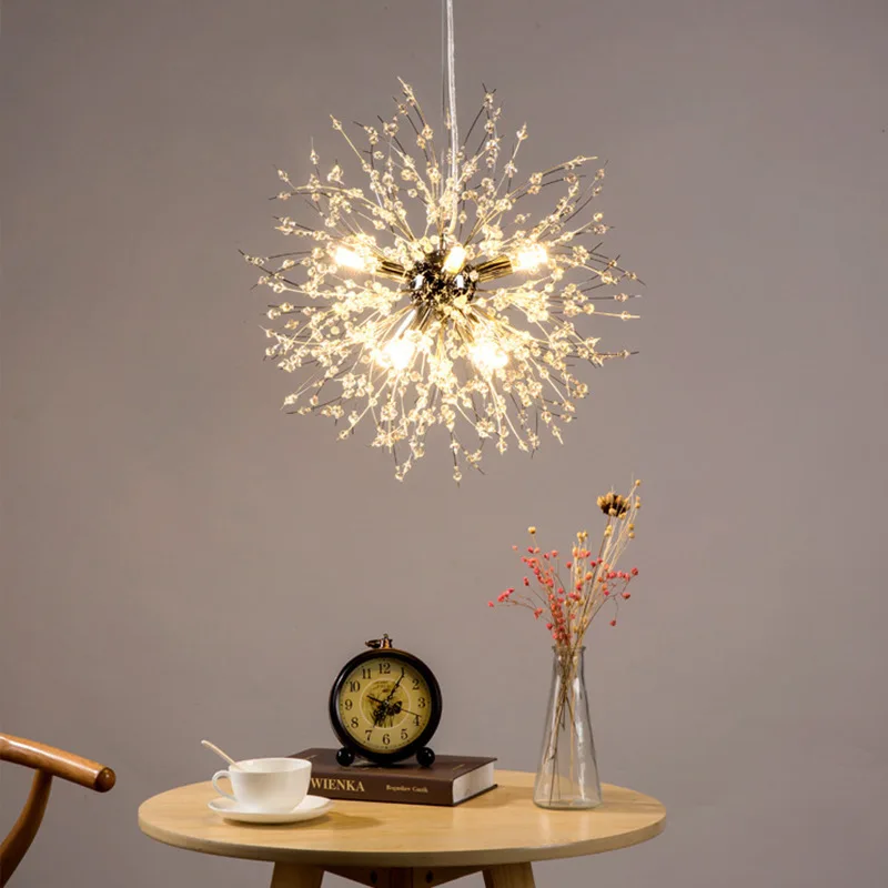 

Скандинавская простая хрустальная люстра в виде одуванчика, светильник в виде круглого шара для гостиной, столовой, современные люстры