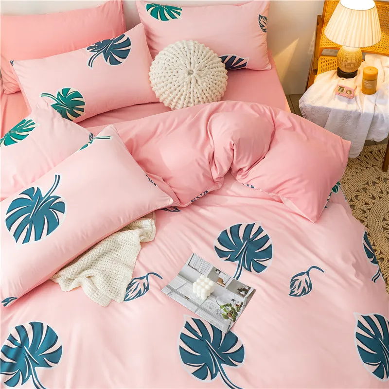 

Hot Sale Afternoon - Pink Bedding Cotton Printed Pillowcase Quilt Cover Bed Sheet Queen Size Bed King Size Bed Four-Piece Set