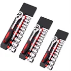 Набор гаечных ключей с храповым механизмом из хромированной стали, 14, 38, 12 дюйма, инструмент для двустороннего гаечный ключ для ремонта авто колес