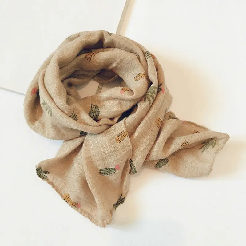 New Cotton Children's scarf color Plant cactus fashion joker Korean style ring scarf for boy and girl 02 - Цвет: Хаки