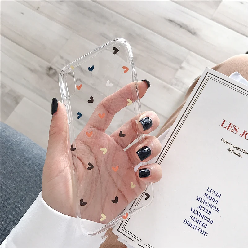 Lovebay Floral Love Heart Soft Clear Phone Case For iPhone 13 11 12 14 Pro Max X XS Max XR 7 8 Plus 13 14 Plus Cute Back Cover