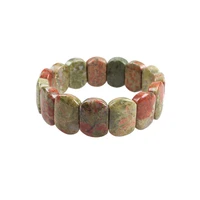 man women natural stone bracelets green unakite stone elastic rope bangles bracelets handmade jewelry energy bracelets