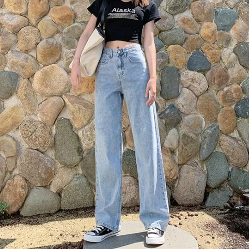 

Woman Jeans High Waist Clothes Wide Leg Denim Clothing Streetwear Vintage Quality 2020 Summer