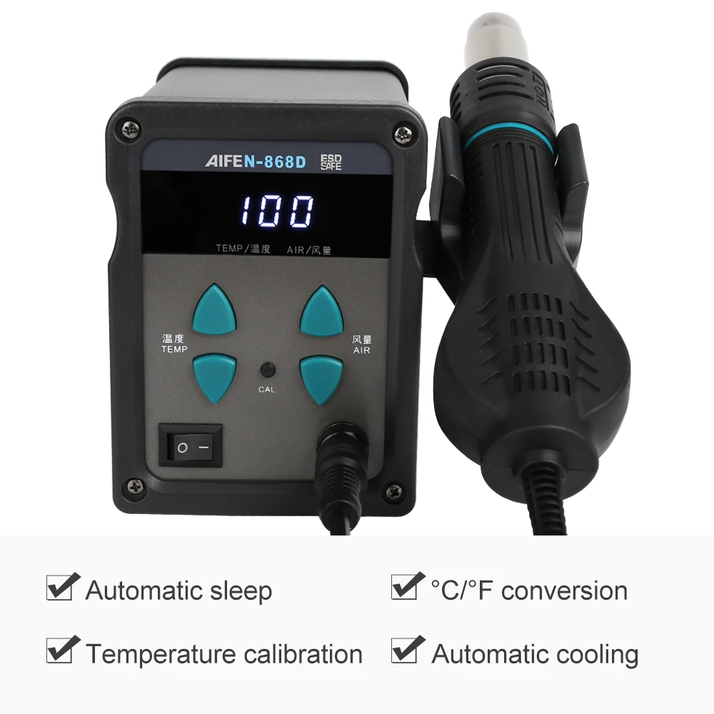 AIFEN-868D станция горячего воздуха 700 Вт Светодиодный Цифровой паяльник для распайки