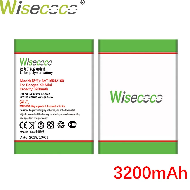 WISECOCO 3200 мАч батарея 16542100 батарея Для DOOGEE X9 мини телефон новейшее производство высокое качество батарея+ номер отслеживания