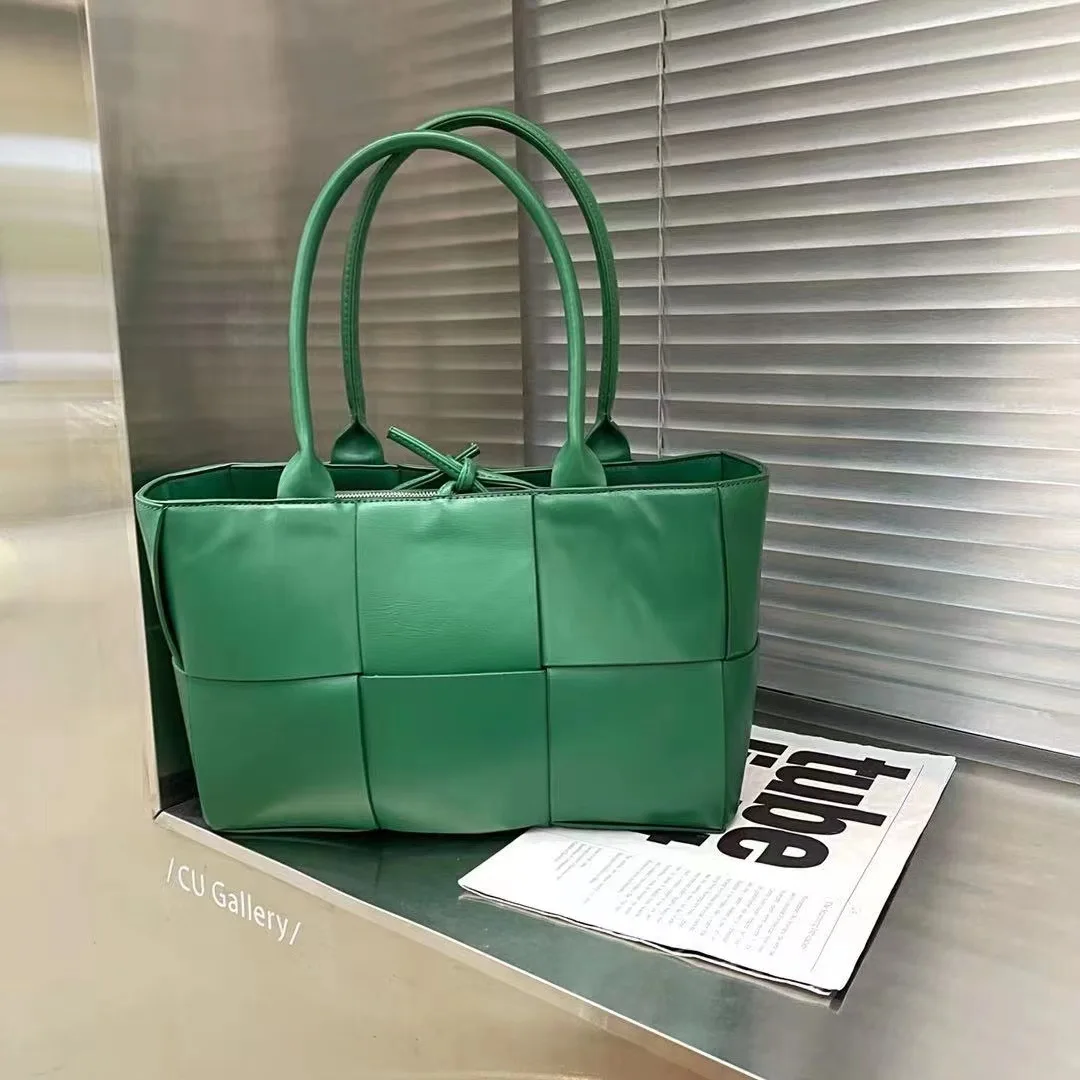 

New luxury ladies shoulder bag woven large leather handbag woven shopping bag 2 composite bags large capacity tote bag