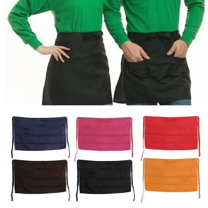 Фартук официантки из полиэстера с короткой талией и карманом|Фартуки| |