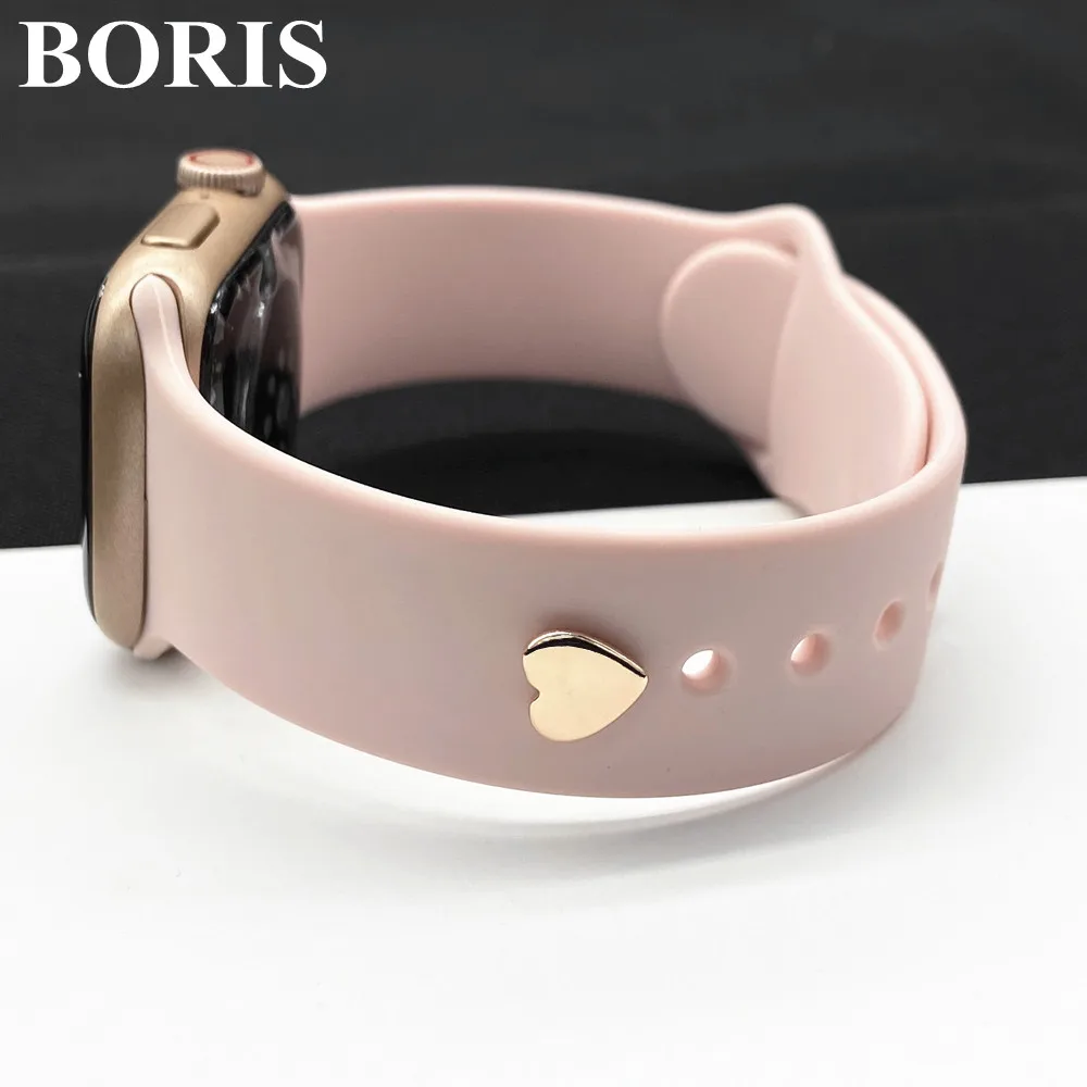 DIY Ornament For Apple Watch Band For Silicone Strap Metal Charm Decorative Ring Accessories For iWatch Series For Samsung Watch