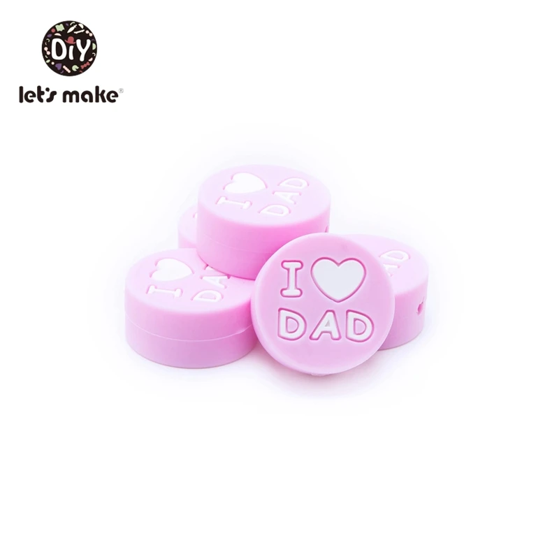 Pink dad Давайте сделаем силиконовые бусины "I Love Mom", прорезыватели для зубов для детской Соска с зубами, клипсы для изготовления пищевых 3 шт., силиконовые прорезыватели - Цвет: Pink dad