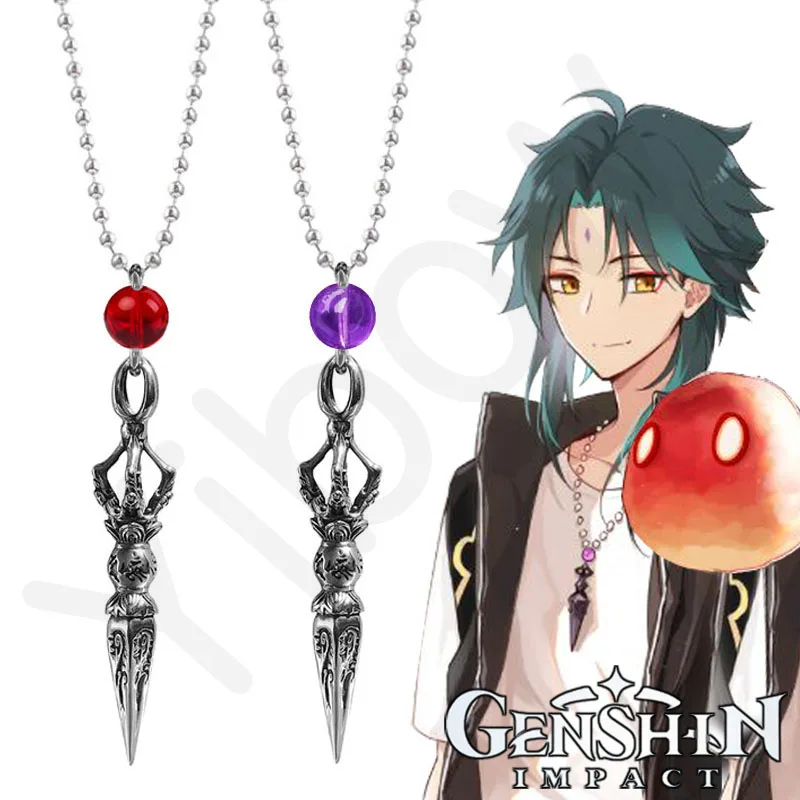 

Новое модное женское ожерелье Аниме Genshin Impact Xiao Косплей ожерелья мужчины панк буддизм Vajra кинжал амулет унисекс