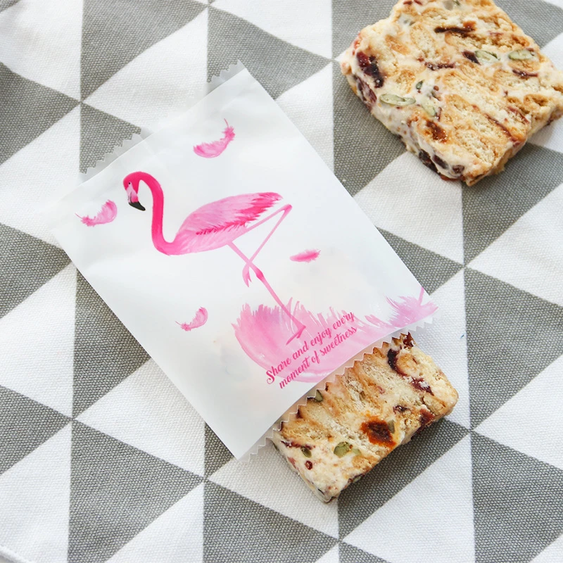 2019 фламинго Зеленый лист 7*9 см пакет для упаковки печенья и конфет пластиковая