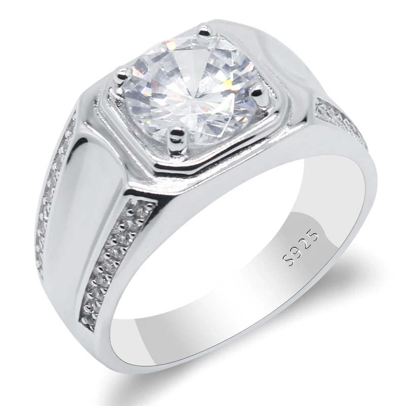 

925 пробы, серебряное кольцо, мужское кольцо с цирконием, прозрачное кольцо с фианитом, Женские Ювелирные изделия высокого качества