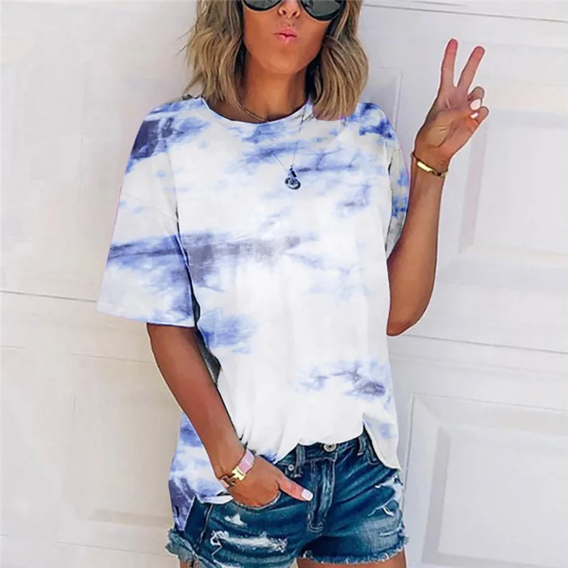 Футболка женская с принтом Tie Dye Модный летний топ в стиле Харадзюку | Женская