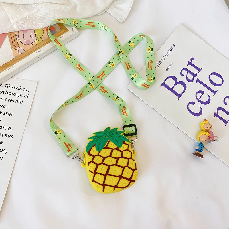 2021 New Silicone Coin Purse Bag Donuts Children Shoulder Handbag Fruit Rainbow Mini Crossbody Small Bag For Kids