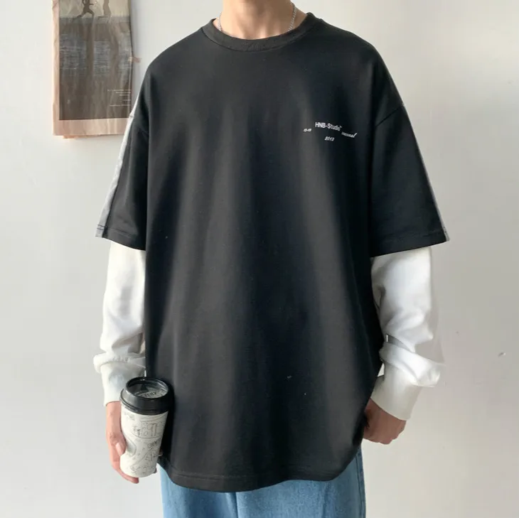 

Новые мужские искусственные толстовки из двух предметов в стиле Харадзюку 2021, свитшоты, Мужская искусственная одежда