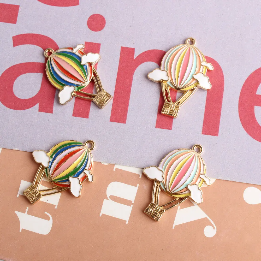 

Оптовая продажа 10 шт. воздушный шар в облаках эмаль 23*31 мм сплав радуга цвет летательный аппарат искусственные украшения