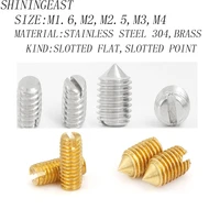 20pcslotm1 6m2m2 5m3m4stainless steel 304 brass copper slotted flat slotted point small none head set screw grub screw1110