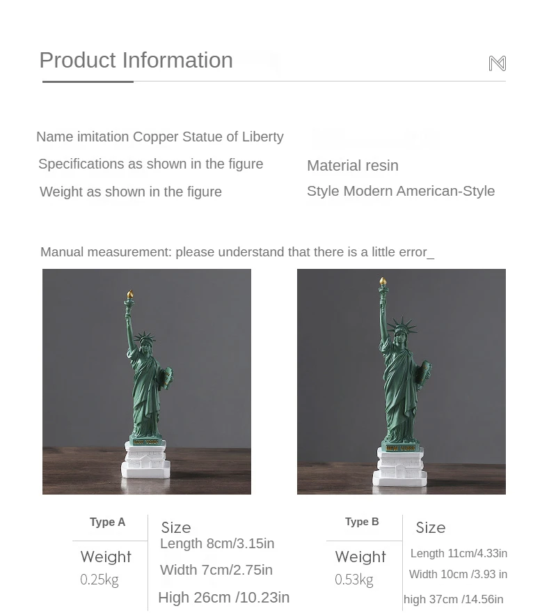 

Home Decoration Accessories Modern Resin Sculpture Craft Model Living Room Decor Office Character Art Statue of Liberty Ornament