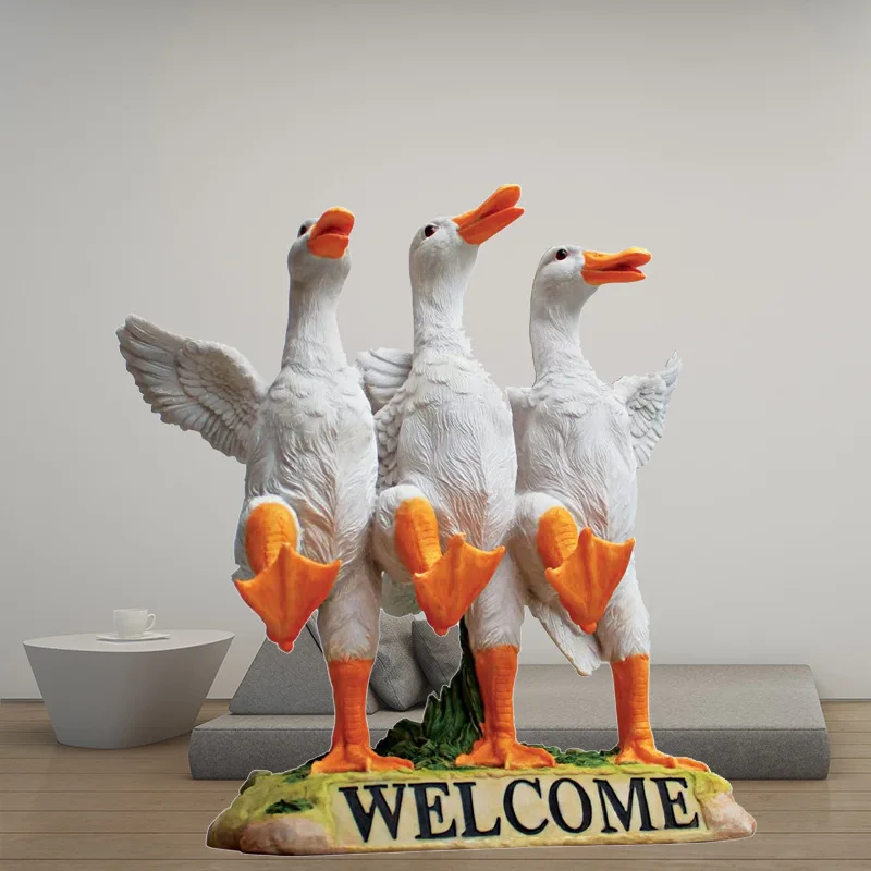 Добро пожаловать в дверь статуя утки из смолы уличное украшение для двора