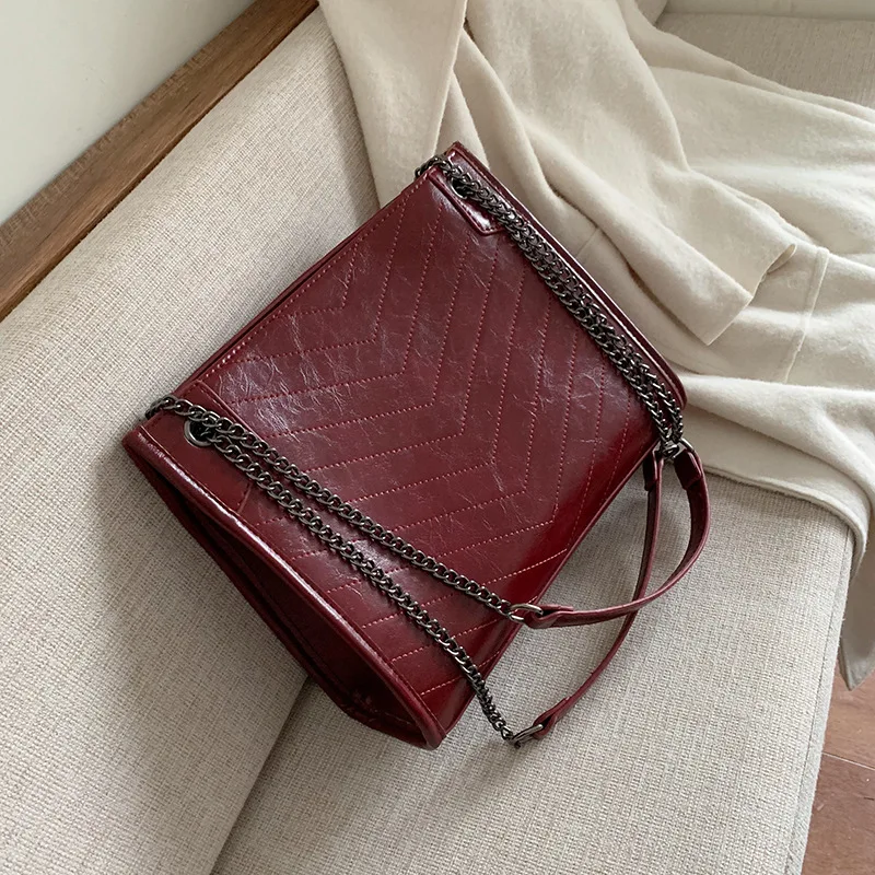 

Fashion Womens Handbags Western Style Shoulder Women's New Versatile Large Capacity Fashionable Embroidery Chain Tote Bag Purses