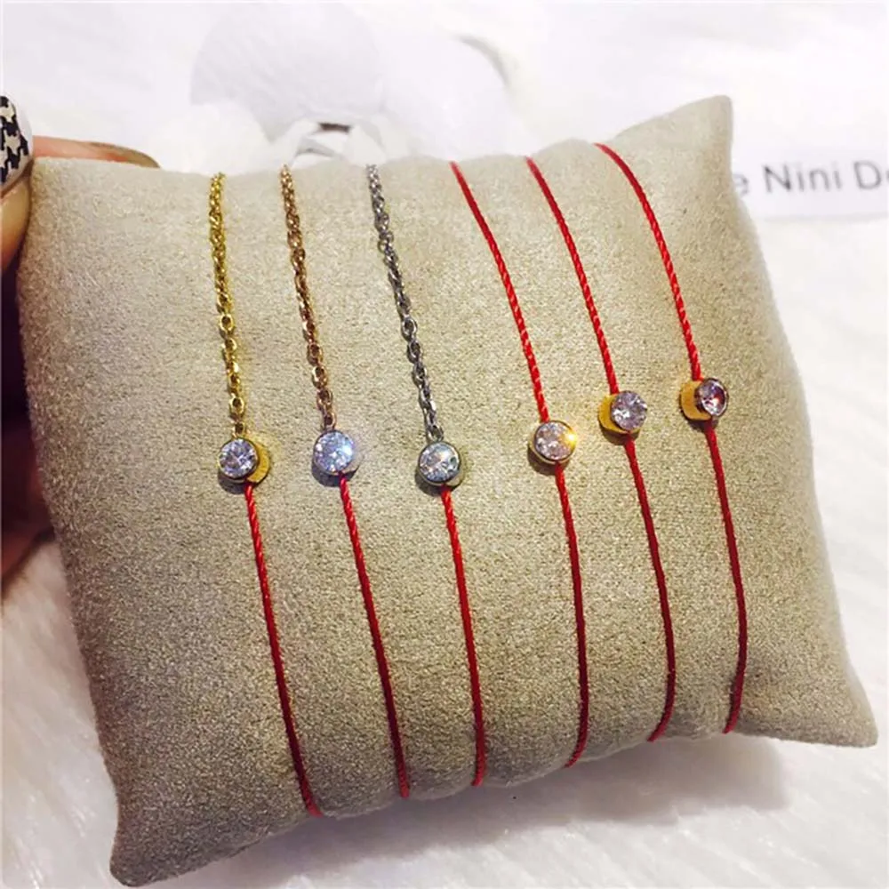 B01 001X круглые стразы кристаллы циркона тонкая красная веревочная нить плетеные