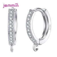 fashion hoop earring findings 100 925 sterling silver with clear cubic zircon jewelry component accessory huggie hook free ship