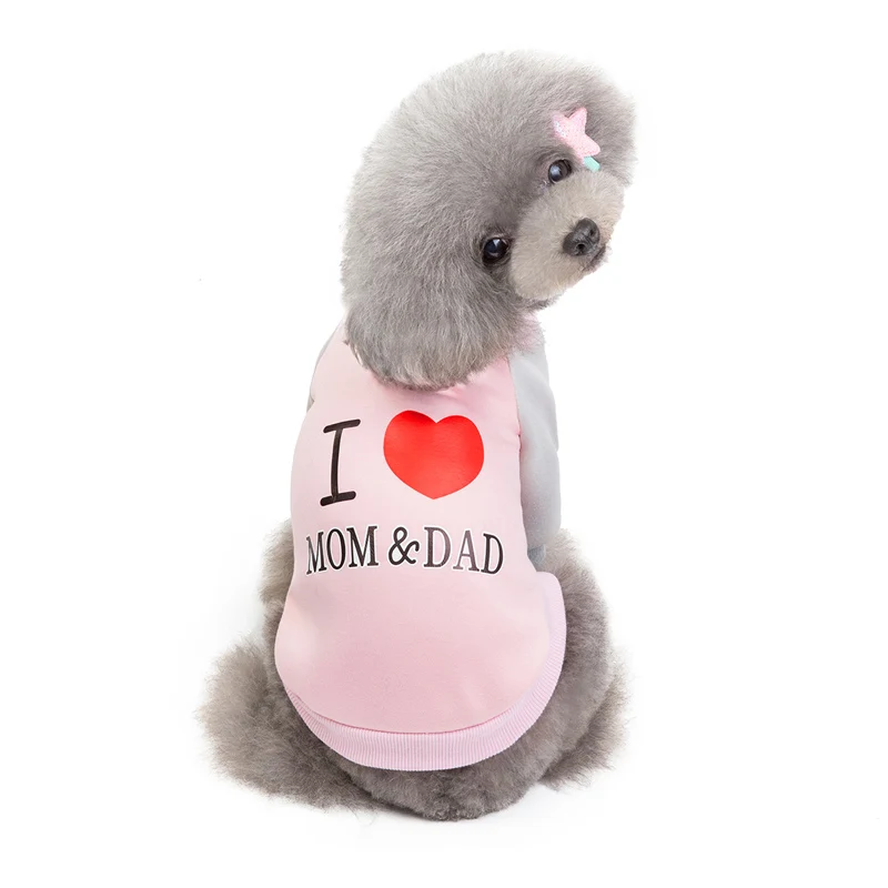 Одежда для маленькой собаки I Love Mom & Dad курта собак теплая зимняя одежда с
